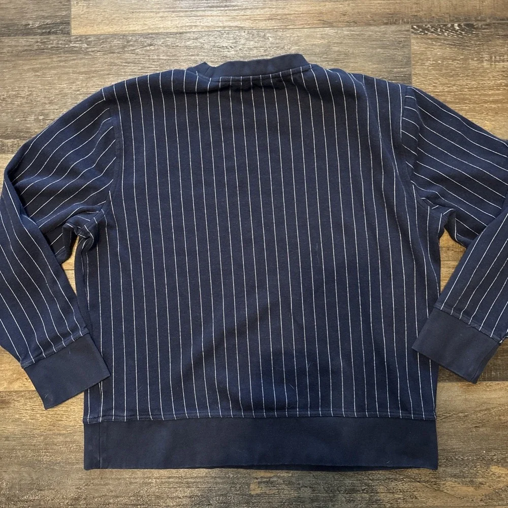 Banana Republic Navy Blue Pinstripe Pullover Sweatshirt Medium